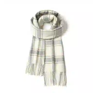 心水好物 高级感韩系小清新百搭黑白格纹柔软保暖加厚披肩围脖 礼盒装 聚酯纤维 绒线围巾 男女同款情侣款