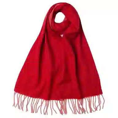 红豆 拼色高雅保暖时尚 山羊绒 绒线围巾 男女同款情侣款