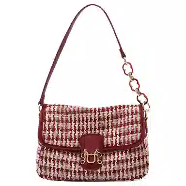 恒源祥 百搭时尚潮流复古 布料 单肩包 女款 红色