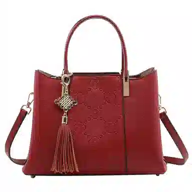 恒源祥 舒适轻盈百搭时尚 复古高贵优雅 超纤合成革 手提包 常规 女款 酒红色