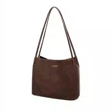 红蜻蜓 百搭小众设计潮流 合成革 单肩包 常规 女款 深咖啡色