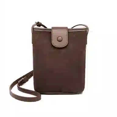 红蜻蜓 复古磨砂百搭通勤水桶包 合成革 斜挎单肩包 常规 女款 咖啡色