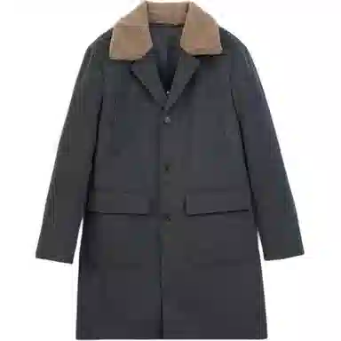 GOLDLION Detachable Shearling Collar Coat