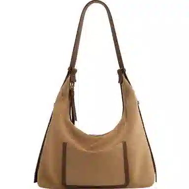 妙迪 早秋人气款冬季琥珀流光复古托特包 牛剖层革 单肩包 常规 女款 焦糖棕