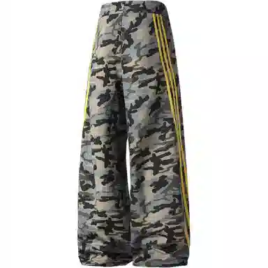 大卫贝肯 弯刀经典小众迷彩条纹微喇长裤美式高街复古品牌字母抽绳设计高级感宽松直筒显高阔腿工装休闲裤 男女同款