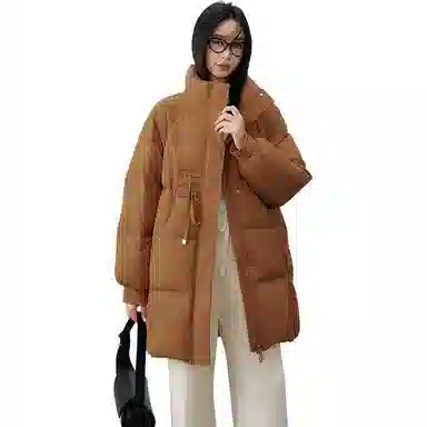 鸭鸭 冬季韩版立领中长款宽松直筒休闲时尚加厚羽绒服 女款