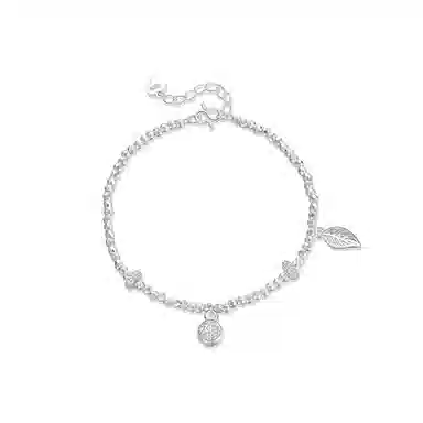 【S999足银 好运常在】 七七银饰 福字叶子 新中式森系精致甜美可爱 文艺温柔立体幸运草 小清新时尚优雅气质  纯银 手链 男女同款情侣款