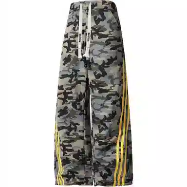 大卫贝肯 弯刀经典小众迷彩条纹微喇长裤美式高街复古品牌字母抽绳设计高级感宽松直筒显高阔腿工装休闲裤 男女同款