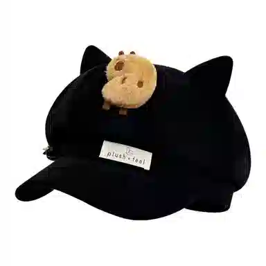 木林森 可爱卡皮巴拉玩偶百搭 麂皮绒 贝雷帽 男女同款情侣款