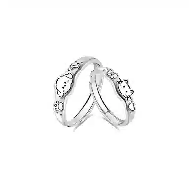【纯银999】 凤祥囍事 老凤祥 经典时尚小众设计百搭爱意满满萌宠高级感学生日常简约轻奢甜蜜开口可调节 足银 戒指 男女同款情侣款