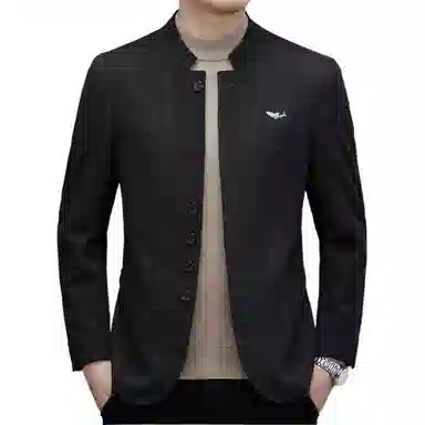 大白鲨 品牌轻奢高品质立领结婚礼服喜公公婚宴装西装中山领外套西服 男款