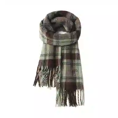 心水好物 韩系秋冬氛围感复古仿羊绒百搭格子围脖防寒保暖披肩 礼盒装 聚酯纤维 绒线围巾 男女同款情侣款