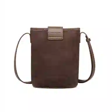 红蜻蜓 复古磨砂百搭通勤水桶包 合成革 斜挎单肩包 常规 女款 咖啡色