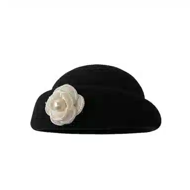 钓鱼熊 白色礼帽赫本风千金帽子女款高级百搭显脸小 羊毛混纺 贝雷帽 男女同款情侣款