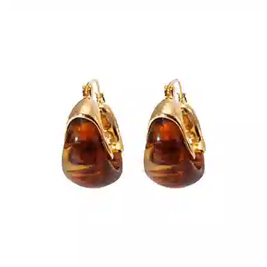 韵系 秋冬美拉德复古 铜镀金 耳环 女款