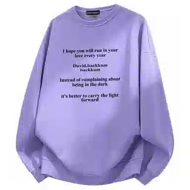 大卫贝肯 美式潮牌重磅纯色曼巴棉文章字母印花设计宽松舒适日常通勤百搭长袖圆领卫衣 男女同款