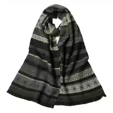 红豆 时尚百搭条纹复古保暖舒适优雅 混纺 绒线围巾 男女同款情侣款