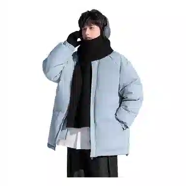 太子龍 假两件加厚保暖简约纯色防风御寒情侣立领棉服 男女同款