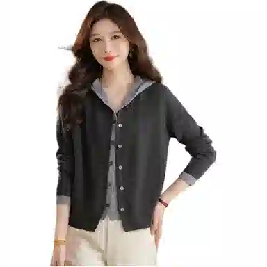 恒源祥 时尚舒适休闲纯色长袖针织衫 女款