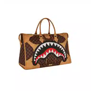 SPRAYGROUND Checkerboard Large Logo Tote Brown