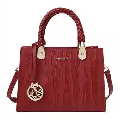 红蜻蜓 高级感气质通勤百搭款 牛皮 手提包斜挎包 女款 蓝色/黑色