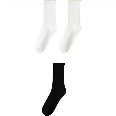 妮轻 纯棉抗菌纯色简约中筒袜 女款