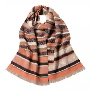 红豆 时尚百搭条纹复古保暖舒适优雅 混纺 绒线围巾 男女同款情侣款