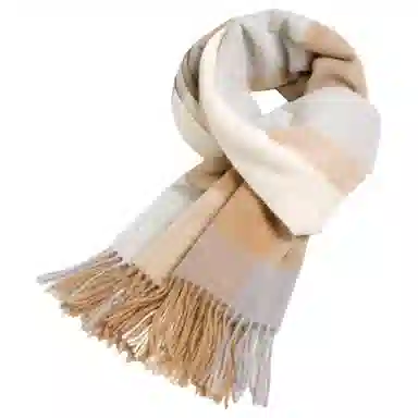 红豆 简约格纹舒适柔软保暖 混纺 绒线围巾 男女同款情侣款