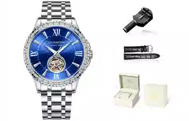 Guanqin Sparkling Series Skeleton Flywheel Mechanical Watch