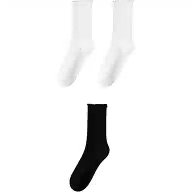 妮轻 纯棉抗菌纯色简约中筒袜 女款