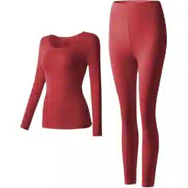 鸿运本命年系列欧迪芬 修身舒适时尚优雅内衣抗菌塑形无痕美体打底衫圆领衫秋衣秋裤保暖套装 女款