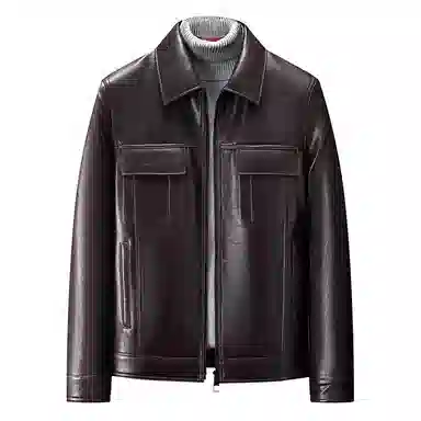 袋鼠 轻奢简约商务轻熟风舒适阔挺亲肤时尚都市通勤优雅气质真皮羊皮纯色换季保暖耐磨皮衣 男女同款