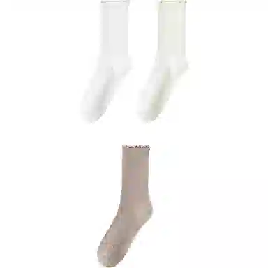 妮轻 纯棉抗菌纯色简约中筒袜 女款