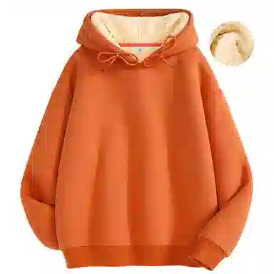 棉致 纯色加绒加厚时尚基础无性别主义连帽外套宽松小众舒适简约落肩长袖卫衣 男女同款