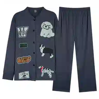 莫代尔 春秋季轻盈透气个性百搭舒适柔软亲肤细腻宽松长袖长裤家居服可外穿睡衣套装 女款