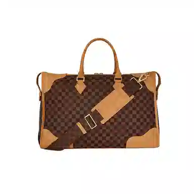 SPRAYGROUND Checkerboard Large Logo Tote Brown