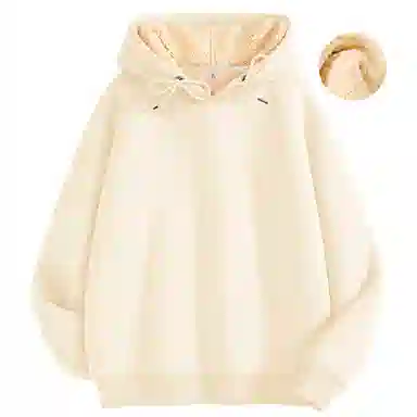 棉致 纯色加绒加厚时尚基础无性别主义连帽外套宽松小众舒适简约落肩长袖卫衣 男女同款