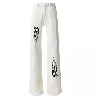 AMBER LIGHT Paris Retro Flame Skull Jeans