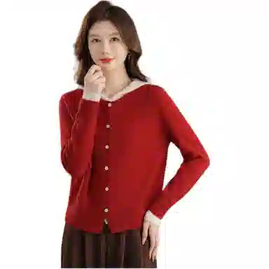 恒源祥 时尚舒适休闲纯色长袖针织衫 女款