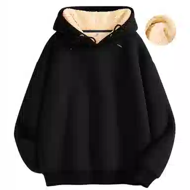 棉致 纯色加绒加厚时尚基础无性别主义连帽外套宽松小众舒适简约落肩长袖卫衣 男女同款