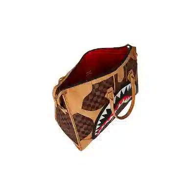 SPRAYGROUND Checkerboard Large Logo Tote Brown