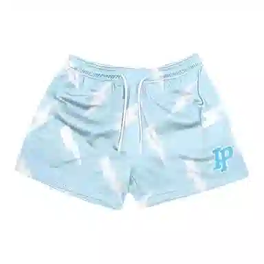 美式高街闪电字母印花网眼痞帅日常户外运动透气凉感速干沙滩裤休闲宽松舒适百搭直筒松紧腰短裤三分篮球裤 男女同款