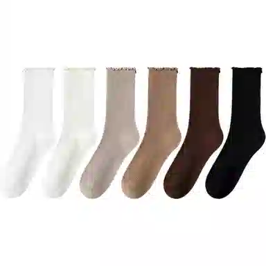妮轻 纯棉抗菌纯色简约中筒袜 女款