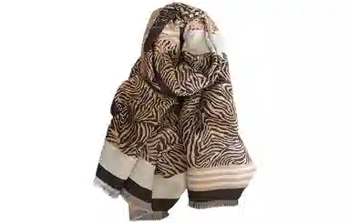 优幽兰 韩版精致轻奢风斑马纹双面加厚保暖披肩时尚潮流小众设计感长款水墨画外搭两用百搭高级感穿搭 仿羊绒 绒线围巾 女款