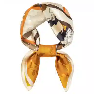 一米画纱 双面双色斜纹绸精致工艺喷绘真丝方巾优雅气质西装领巾 桑蚕丝 丝巾 女款