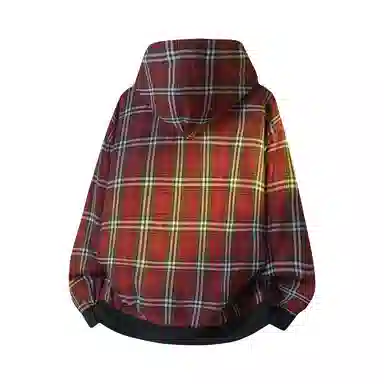 阿凡迪 潮流重磅双面艺术字母印花穿美式格子拼接潮牌嘻哈高街高级感设计时尚百搭宽松休闲舒适长袖廓形外套情侣连帽开衫卫衣 男女同款