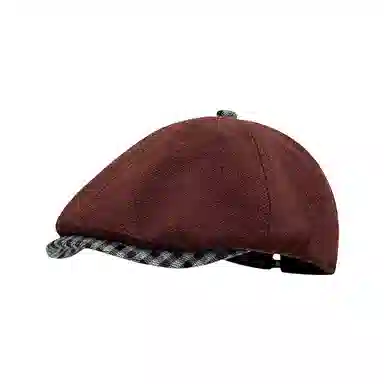 浪莎 韩版复古英伦风格纹帽檐前进帽休闲百搭时尚潮流可反戴画家帽 棉 贝雷帽 女款