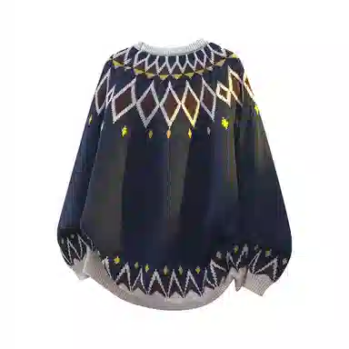 欧迪芬 慵懒风美式复古几何图形舒适保暖时尚通勤潮流百搭无性别情侣宽松学院风简约韩系闺蜜装费尔岛提花图案圆领长袖毛衫毛衣 男女同款