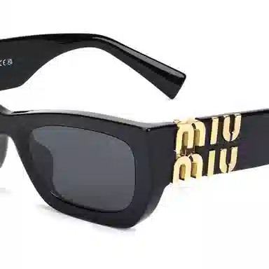 Miu Miu Letter Engraved Acetate Sunglasses Black