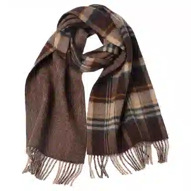 红豆 柔软保暖时尚百搭格子 羊毛 绒线围巾 男款